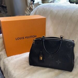 Louis Vuitton Black Satchel with Gold Accents